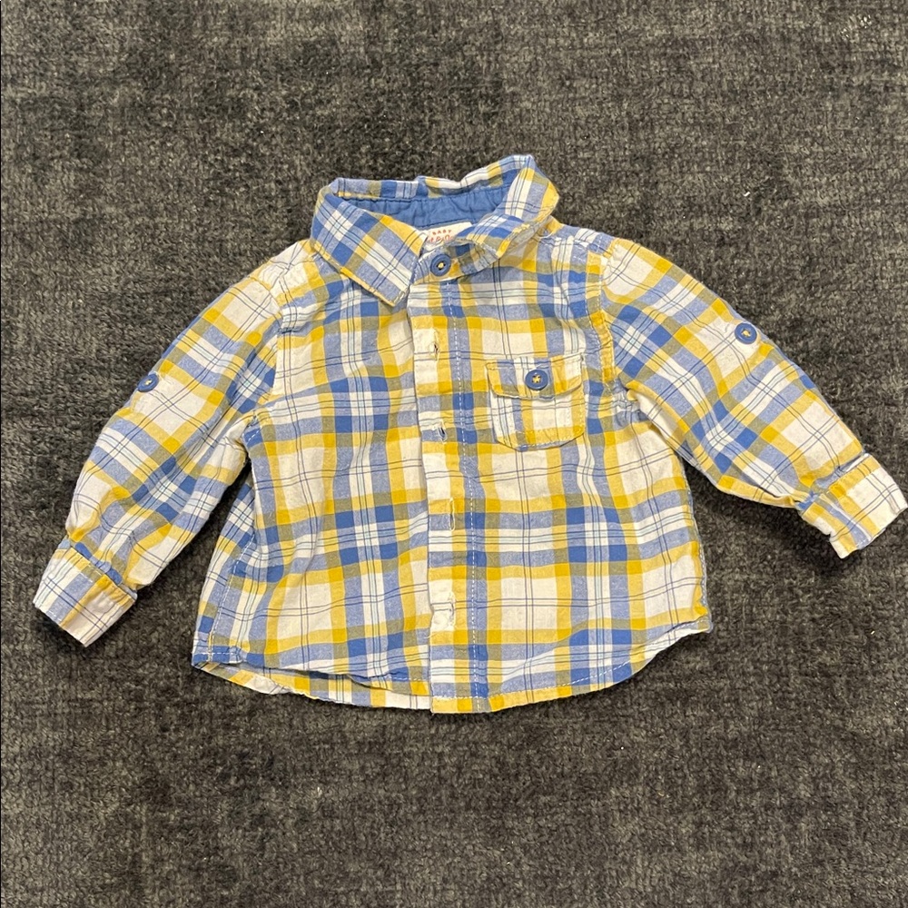 Cat & Jack Blue and Yellow Plaid Button Down Shirt
